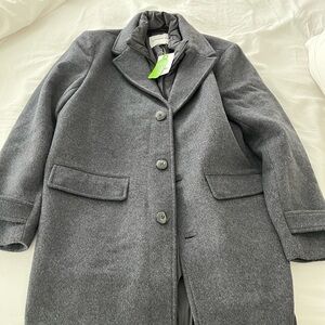 Lands End Men's Wool Blend Top Overcoat Medium Dark Gray